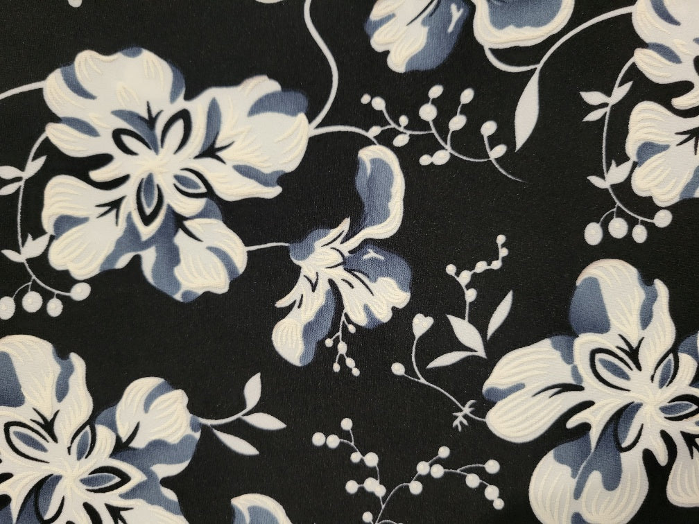 Fit and Flair Black & White Floral Dress
