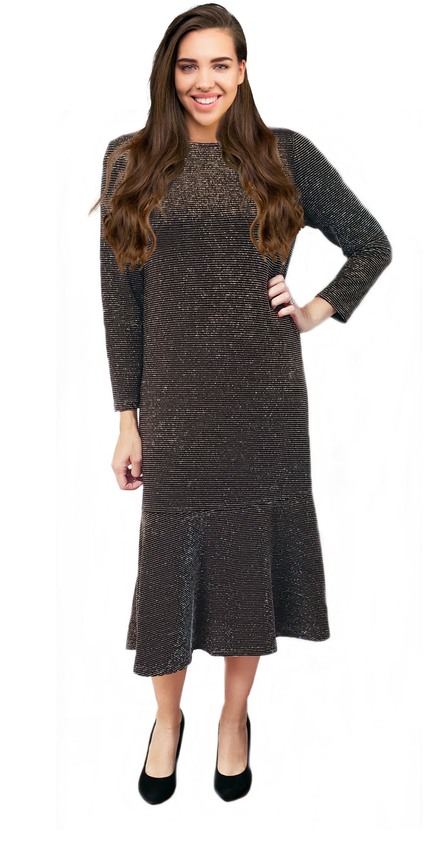 Flowy Dress with Gold Lurex
