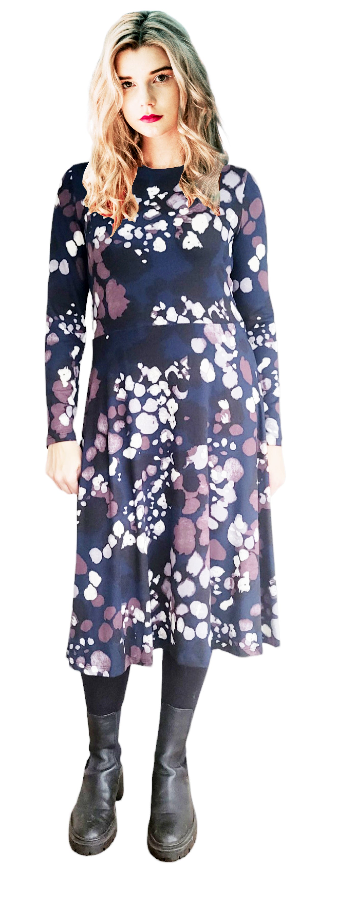 Fit and Flair Abstract Floral Dress
