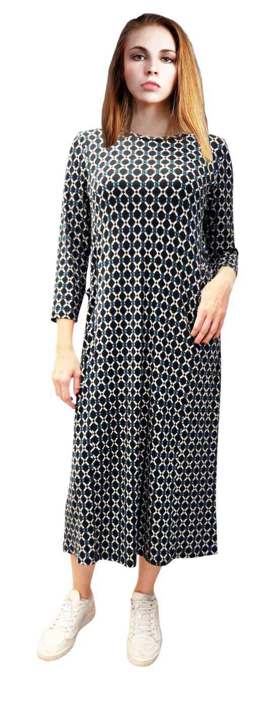 Navy print  flowy dress