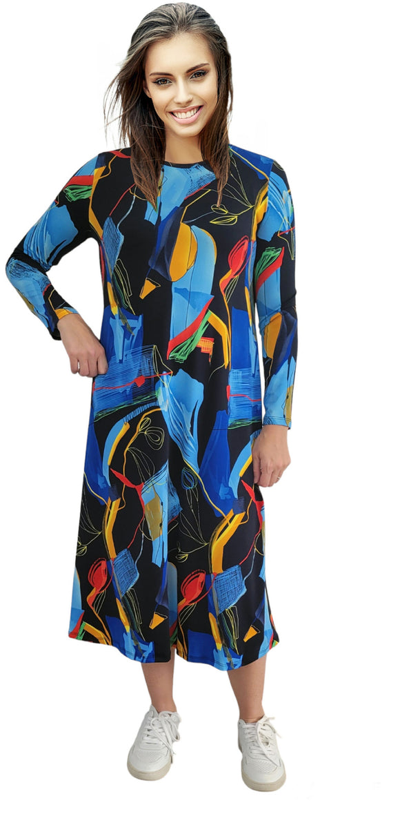 Abstract  Bright Flowy Dress