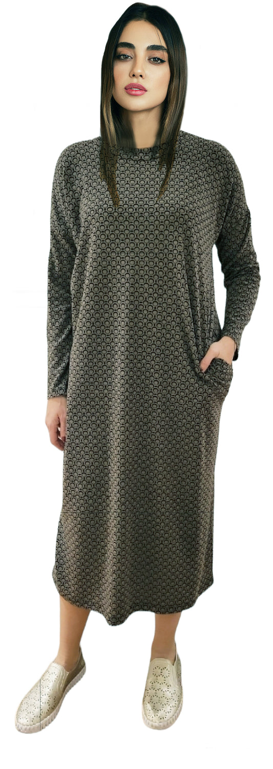 High Low Black Grey Print Dress